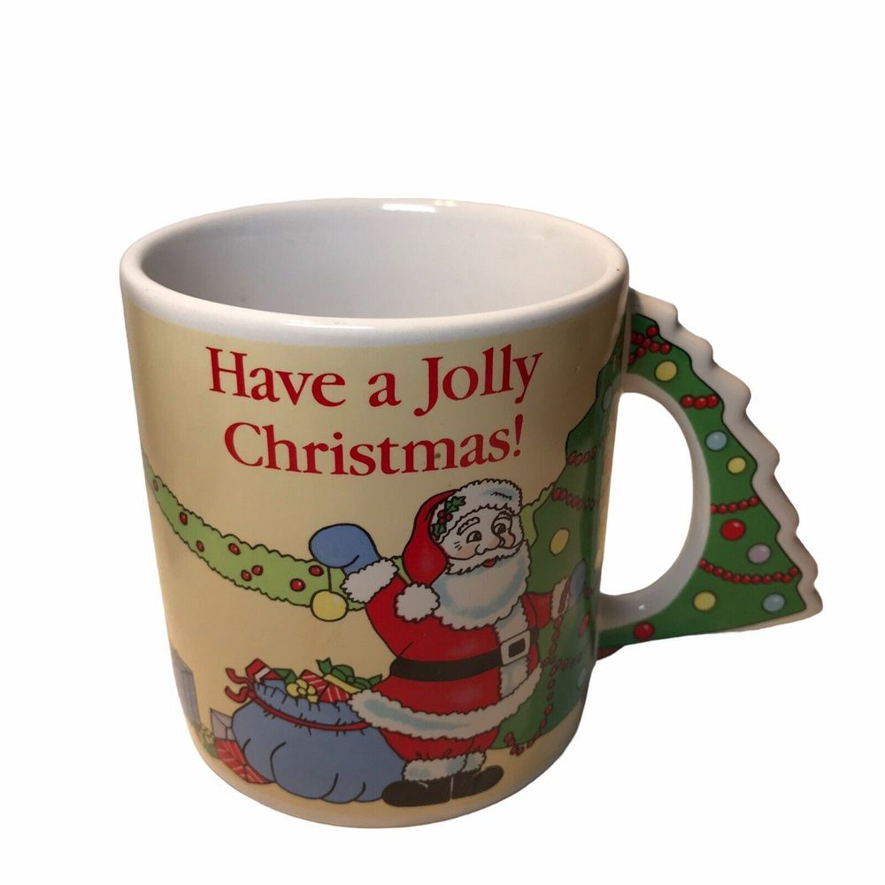 Russ Berrie Vintage Christmas Mug Santa Tree Handle 8903 Korea With‎ Box Collect